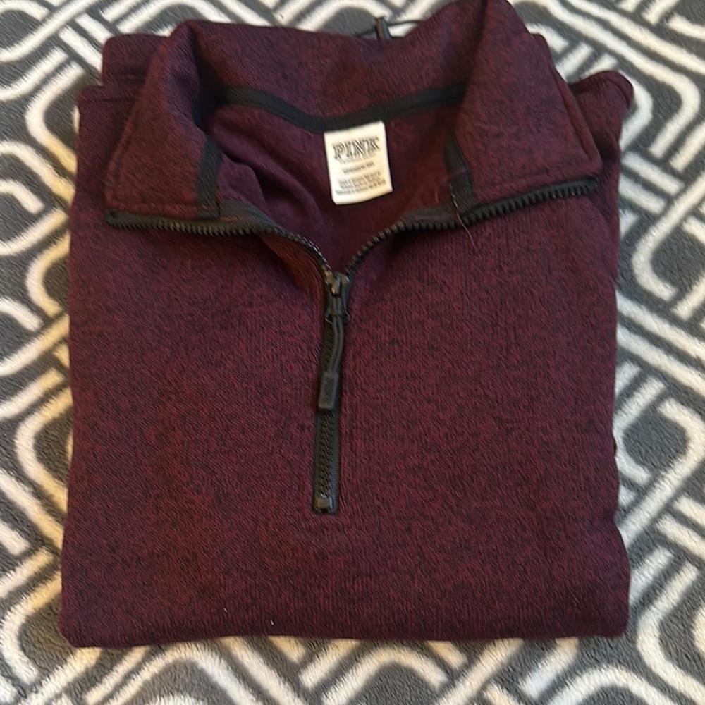 PINK Victoria's Secret Red Zip Up Sweater Small